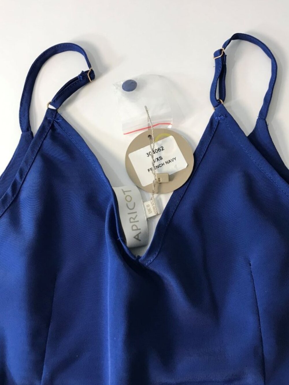 Apricot Blue Satin Button Cami Top Blouse Sleeveless • US 4 / UK 8 • NWT - Picture 6 of 13